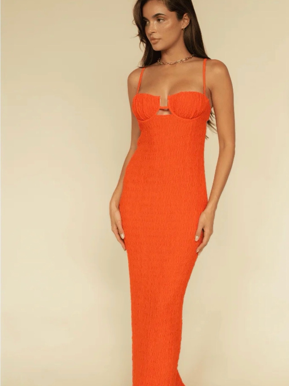 *NWT* Montce Strapless Sculpted Midi Dress in Bright Orange - same day shipping